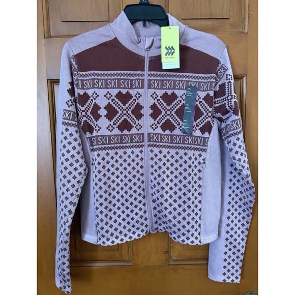 all in motion Tops - Women's All In Motion Seamless Fair Isle Printed Full Zip Sweatshirt Ski XXL